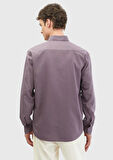 Lila Düz Casual Fit Dokuma Casual Pamuk Karışımlı Gömlek