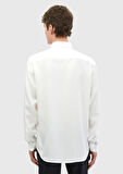 Beyaz Düz Casual Fit Dokuma Casual Gömlek