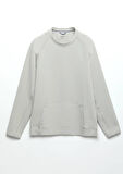 Açık Gri Bisiklet Yaka Düz Sweatshırt