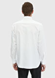 Beyaz Düz Regular Fit Dokuma Klasik %100 Pamuk Gömlek