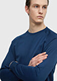 İndigo Bisiklet Yaka Düz Sweatshırt