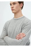 Gri Bisiklet Yaka Düz Örgü %100 Kaşmir Triko Kazak