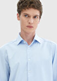 Açık Mavi Regular Fit Ütü İstemeyen Dokuma Klasik %100 Pamuk Gömlek