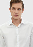 Beyaz Regular Fit Ütü İstemeyen Dokuma Klasik %100 Pamuk Gömlek