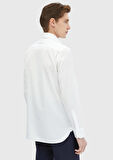 Beyaz Regular Fit Ütü İstemeyen Dokuma Klasik %100 Pamuk Gömlek