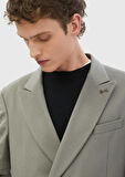Gri Düz Comfort Fit %100 Yün Ceket