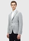 Açık Gri Düz Shirt Shoulder Slim Fit Yün Karışımlı Ceket