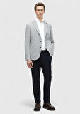 Açık Gri Düz Shirt Shoulder Slim Fit Yün Karışımlı Ceket
