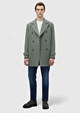 Açık Yeşil Regular Fit Kruvaze Yaka Casual Dokuma Palto