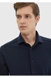 Lacivert Çizgili Casual Fit Casual %100 Pamuk Gömlek