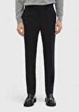 Siyah Düz Kumaş Modern Fit Klasik %100 Yün Pantolon