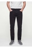 Siyah Düz Dokuma Slim Fit Casual Pamuk Karışımlı Pantolon