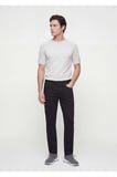 Siyah Düz Dokuma Slim Fit Casual Pamuk Karışımlı Pantolon