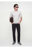 Siyah Düz Dokuma Slim Fit Casual Pamuk Karışımlı Pantolon