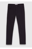 Siyah Düz Dokuma Slim Fit Casual Pamuk Karışımlı Pantolon