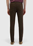 Kahverengi Düz Dokuma Slim Fit Casual Pamuk Karışımlı Pantolon