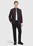Bordo Düz Shirt Shoulder Slim Fit Yün Karışımlı Örme Ceket