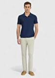İndigo Jakarlı Polo Yaka %100 Pamuk T-Shirt