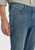 Mavi Düz Slim Fit Denim Pamuk Karışımlı Pantolon