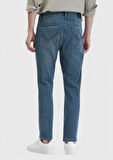 Mavi Düz Slim Fit Denim Pamuk Karışımlı Pantolon