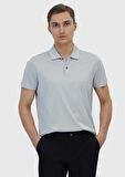 Açık Gri Düz Polo Yaka %100 Pamuk T-Shirt