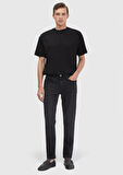 Siyah Düz Bisiklet Yaka %100 Pamuk T-Shirt