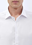 Beyaz Düz Regular Fit Dokuma Klasik %100 Pamuk Gömlek