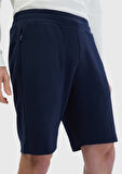Lacivert Düz Örme Jogging Fit Spor Bermuda