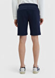 Lacivert Düz Örme Jogging Fit Spor Bermuda