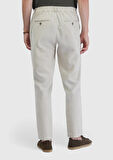 Bej Çizgili Dokuma Jogging Fit Casual Pamuk Karışımlı Pantolon