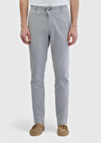 Gri Çizgili Dokuma Jogging Fit Casual Pamuk Karışımlı Pantolon