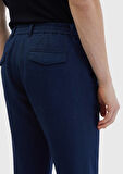 Lacivert Düz Dokuma Jogging Fit Casual %100 Keten Pantolon