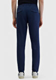 Lacivert Düz Dokuma Jogging Fit Casual %100 Keten Pantolon