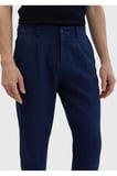Lacivert Düz Dokuma Jogging Fit Casual %100 Keten Pantolon