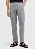 Gri Düz Dokuma Jogging Fit Casual %100 Keten Pantolon