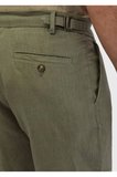 Haki Düz Dokuma Carrot Fit Casual %100 Keten Bermuda