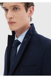 Lacivert Desenli Shirt Shoulder Slim Fit Yün Karışımlı Örme Ceket
