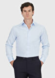 Açık Mavi Düz Regular Fit Dokuma Klasik %100 Pamuk Gömlek