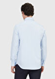 Açık Mavi Düz Regular Fit Dokuma Klasik %100 Pamuk Gömlek