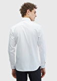 Beyaz Düz Slim Fit Dokuma Klasik %100 Pamuk Gömlek