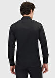 Siyah Düz Slim Fit Dokuma Klasik %100 Pamuk Gömlek