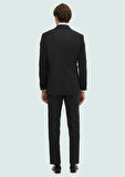 Siyah Düz Thin&taller Slim Fit Kruvaze Yaka Dokuma Smokin Takım Elbise