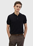Siyah Polo Yaka Düz Örgü Triko
