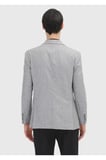 Gri Çizgili Shirt Shoulder Slim Fit Yün Karışımlı Ceket