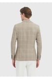 Bej Kareli Shirt Shoulder Slim Fit Yün Karışımlı Ceket