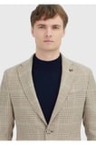 Bej Kareli Shirt Shoulder Slim Fit Yün Karışımlı Ceket