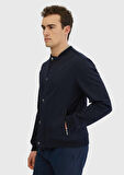 Lacivert Regular Fit Dik Yaka Casual Dokuma Mont