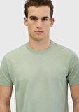 Açık Yeşil Bisiklet Yaka Düz Örgü Keten Karışımlı Triko