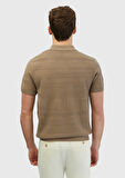 Vizon Polo Yaka Jakarlı Keten Karışımlı Triko