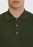Haki Polo Yaka Jakarlı Triko